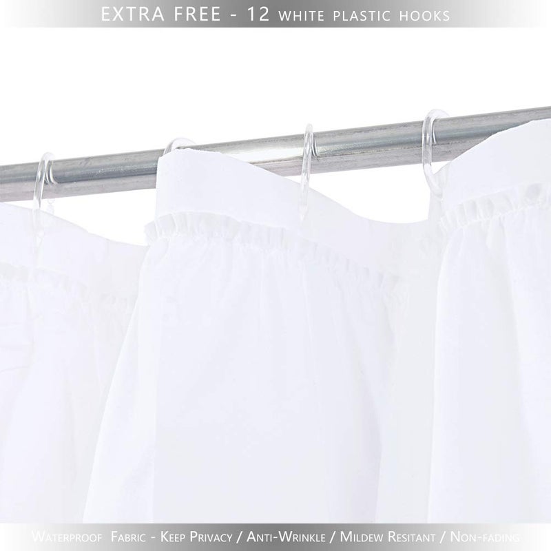 WestWeir White Ruffle Shower Curtain - Farmhouse Cloth Bathroom 72 x 72 Inches Texture Fashion, Double Layer Fabric, not See Through. - Image 5
